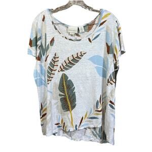 Cynthia Rowley 100% Linen Top Womens Size 1X Floral Lightweight Casual Beachy